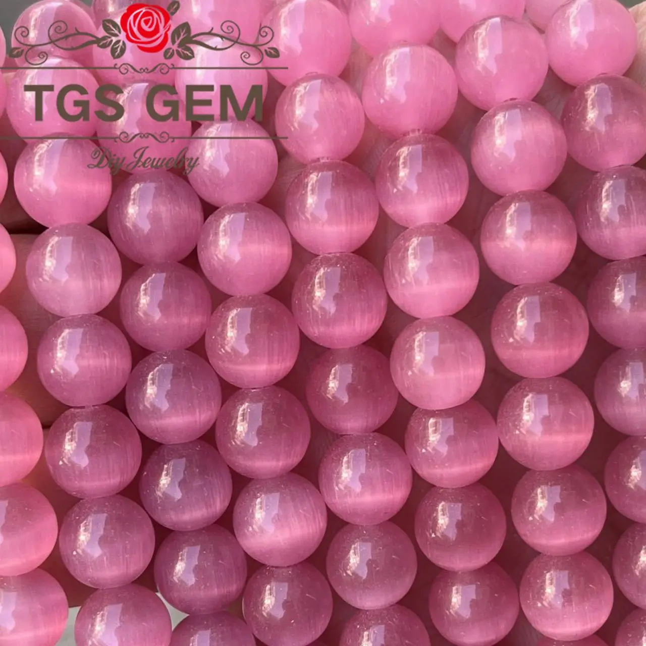 

Factory Direct AAA Rose Pink Cat Eye Angel Eye Stone Natural Stone Moon Stone Mermaid Pearl Jewelry DIY Accessories Bracelet