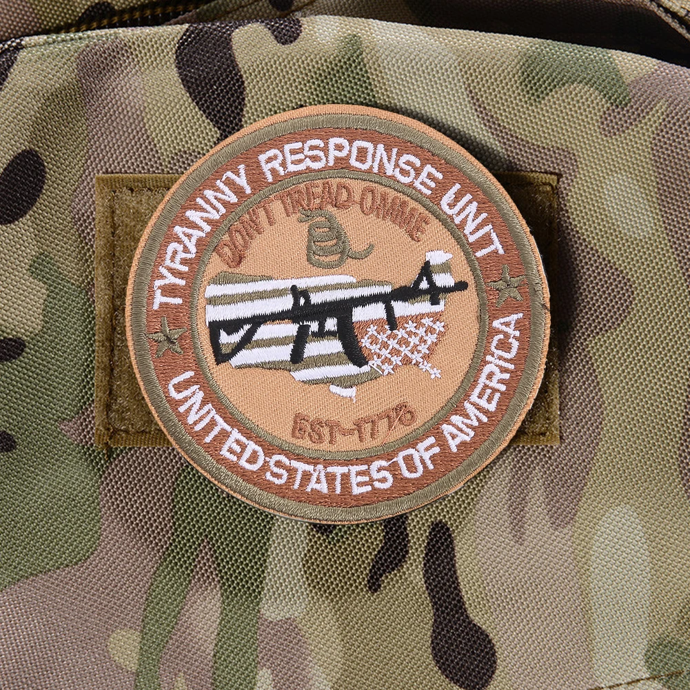 Military Fan Patches Firearms Patterns Embroidered Hook and Loop Backpack Tactical Badge Applique DIY Apparel Sewing Supplies