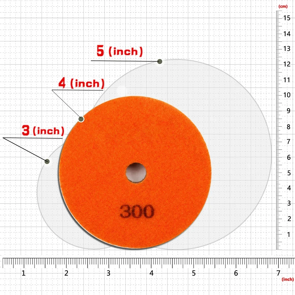 SUBRILLI 4inch Diamond Sponge Polishing Pad Buffing Wheel for Stone Marble 7pieces 10pieces