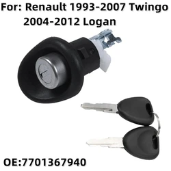 XIEAILI OE:7701367940 OEM tylna klapa samochodu pokrywa bagażnika cylinder blokujący Auto Cylinder zamka drzwi Cylinder blokujący dla Renault Twingo Logan z 2Pcs klucz