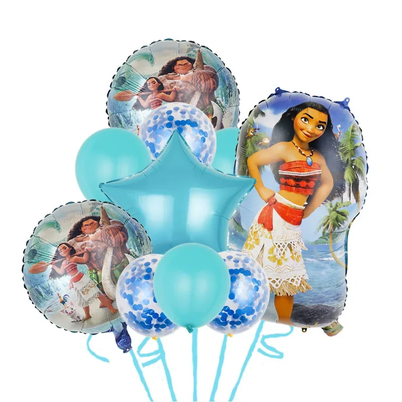 Disney Children's Birthday Party Decoration 18 inch Cartoon Animation Double sided Moana Ocean Wonderland Theme Balloon Set