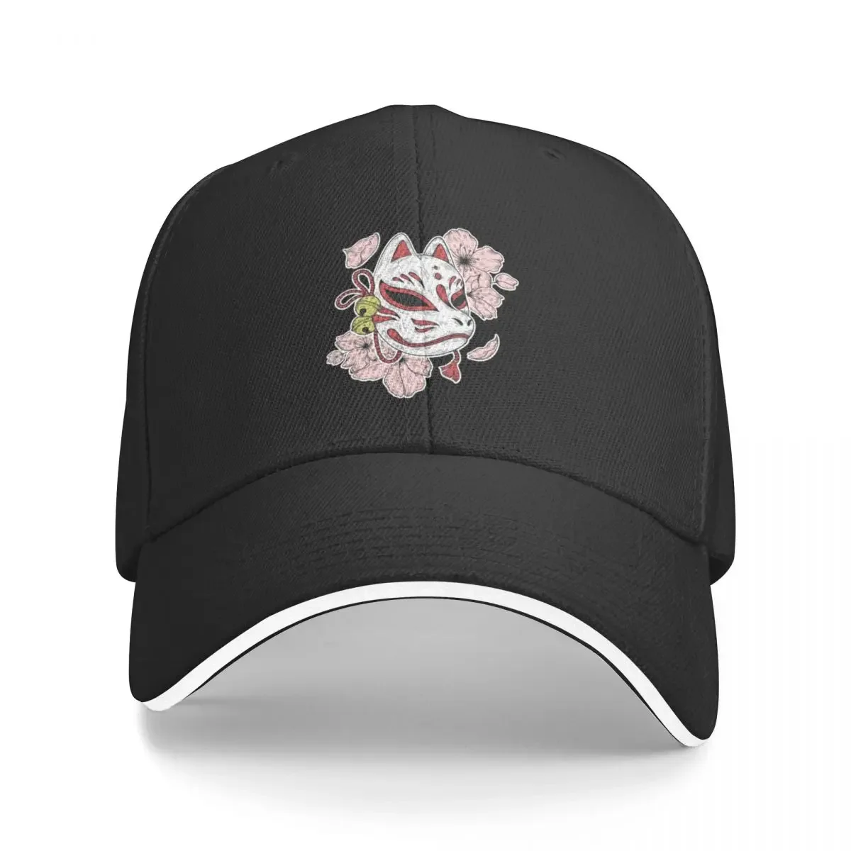 Japanese kitsune mask and sakura flower Baseball Cap Cosplay fishing hat Women's 2025 Men's