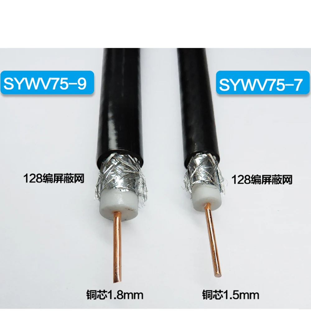 HD Video Cable SYWV75-9 75-7  TV Coaxial Wire Main Wire Monitoring Closed Circuit Oxygen Free copper 5m Electric Line