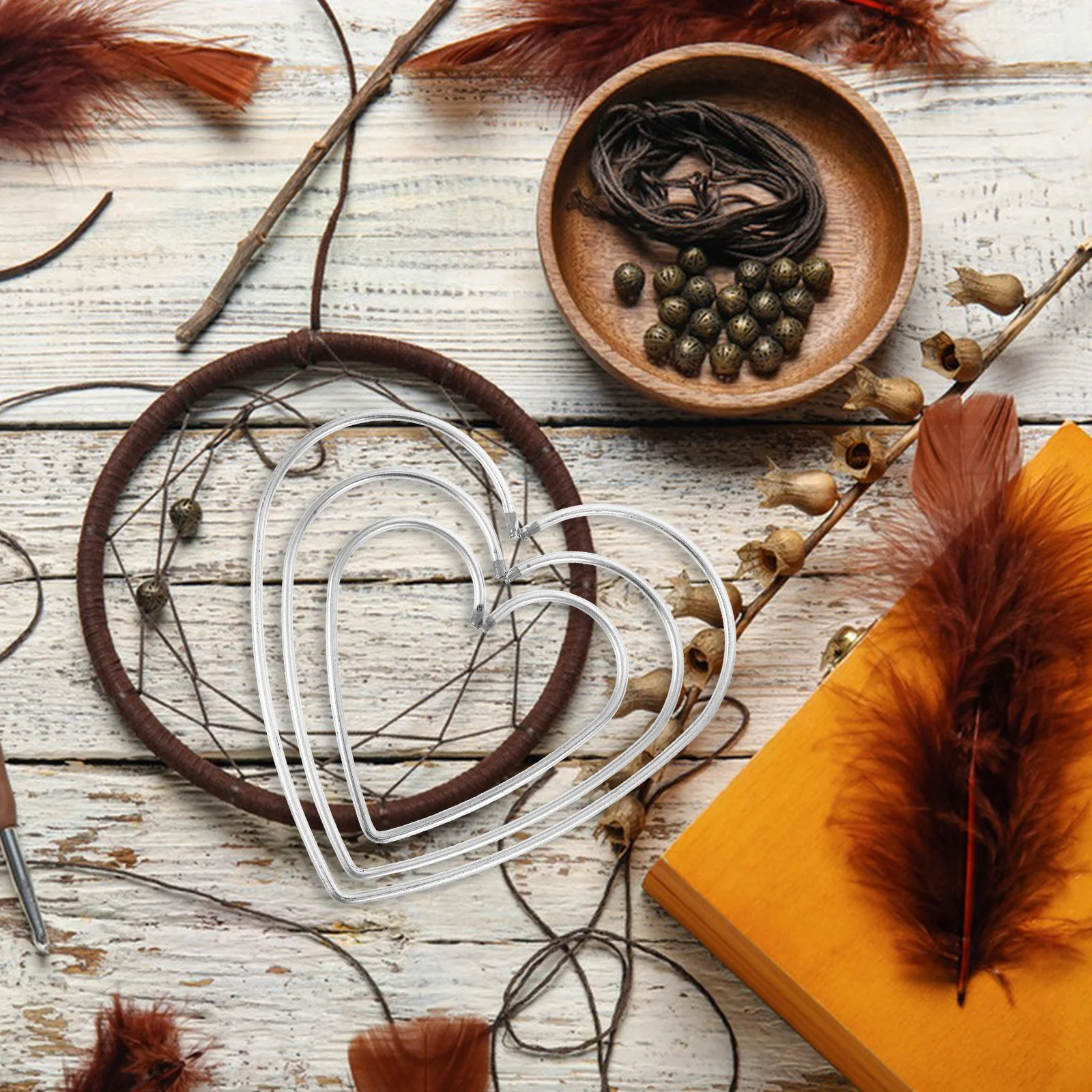 

9Pcs Dreamcatcher Metal Rings Heart Shape Sturdy Smooth Surface DIY Accessories Handmade Home Decoration
