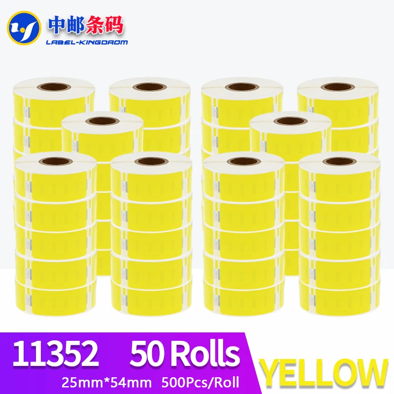 50 Rolls Dymo 11352 Yellow Color Generic Label 25mm*54mm 500Pcs Compatible for LW400 LW450 Turbo 4XL Thermal Printer