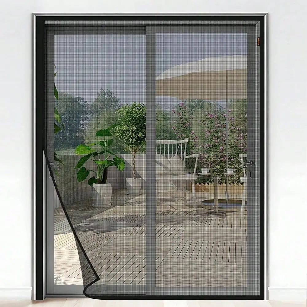 

Screen Door Fits Door Size 60 X 80 Inches Black, Screen Size 62 X 81 Inches, Reinforced Side Opening Patio Door Screen Mesh For
