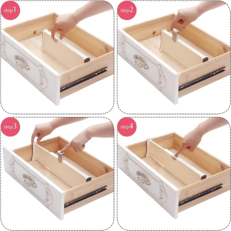 4 Pack Drawer Dividers Organizer Adjustable Storage Retractable Drawer Partition Holder Household Clapboard Kitchen Organizador