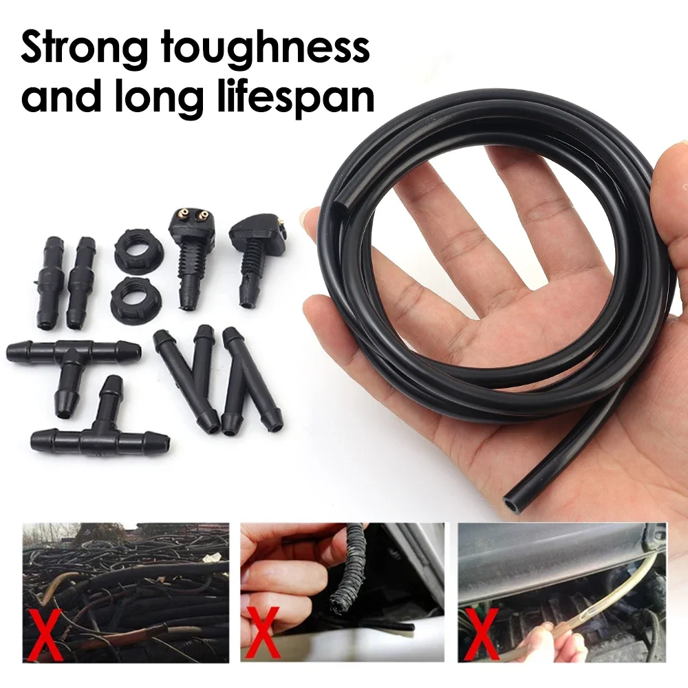 DIY All in One Car Wiper Washer Hose Set Wipers Spray Hose Fitting Car Windshield Washers Nozzle Washers Connection Hoses