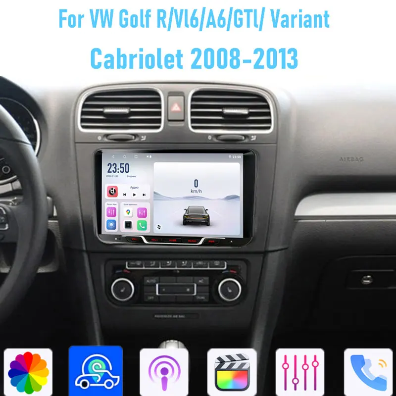 

9'' For VW GOLF Cabriolet 2008-2013 GPS 64GB Car Radio Wireless Android15 Head Unit Carplay Intelligent System Navi WIFI Google