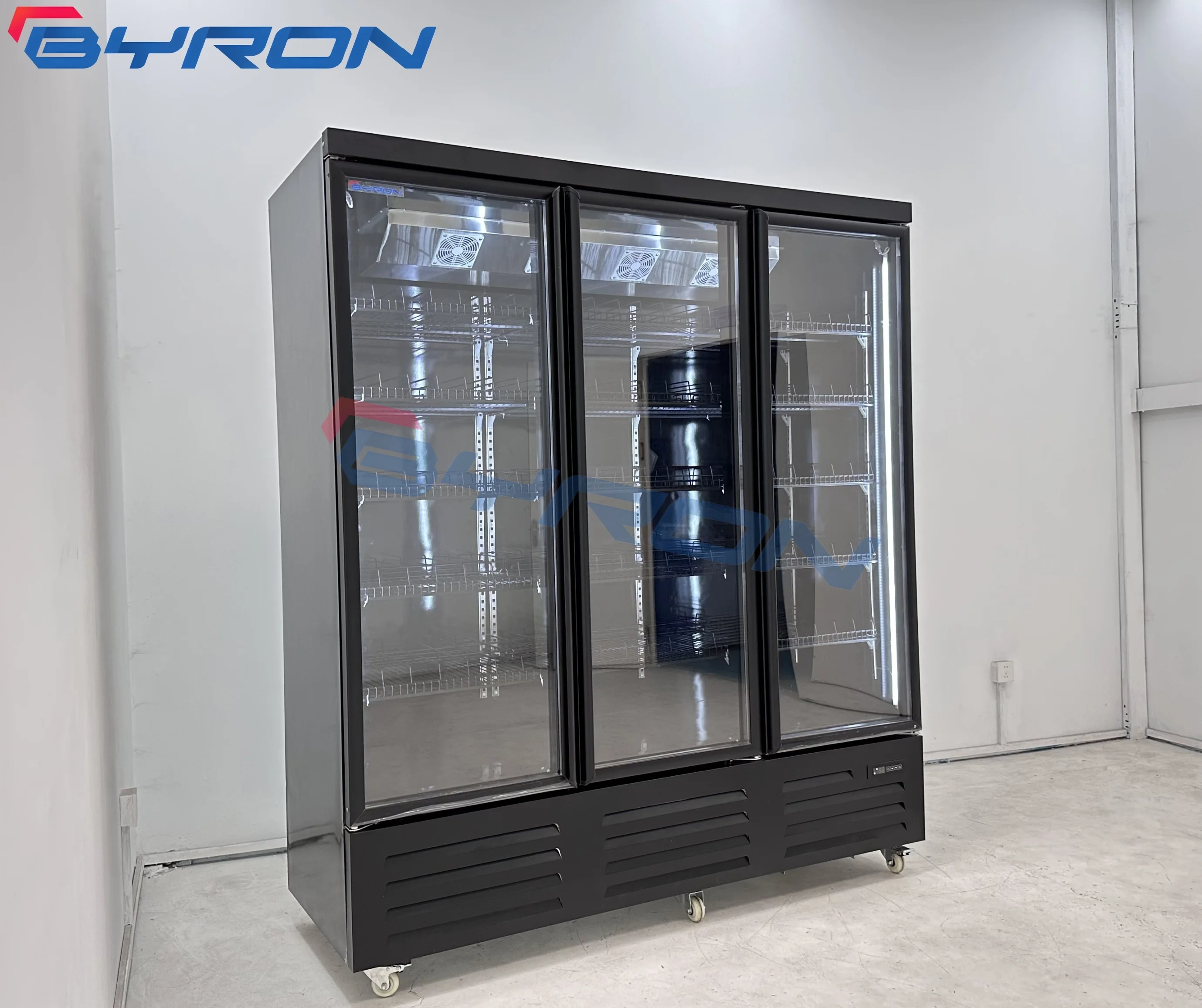 

Commercial Upright Display Vertical Freezer Double Glass Doors Display Freezer for Supermarketl Refrigerator -black