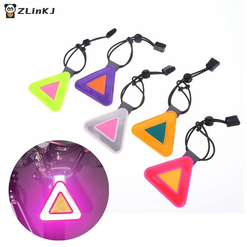 ▶Bike Triangle Reflective Signs Safety Warning Pendant Night Riding Reflective Patch Portable Multi Functional Reflective Label