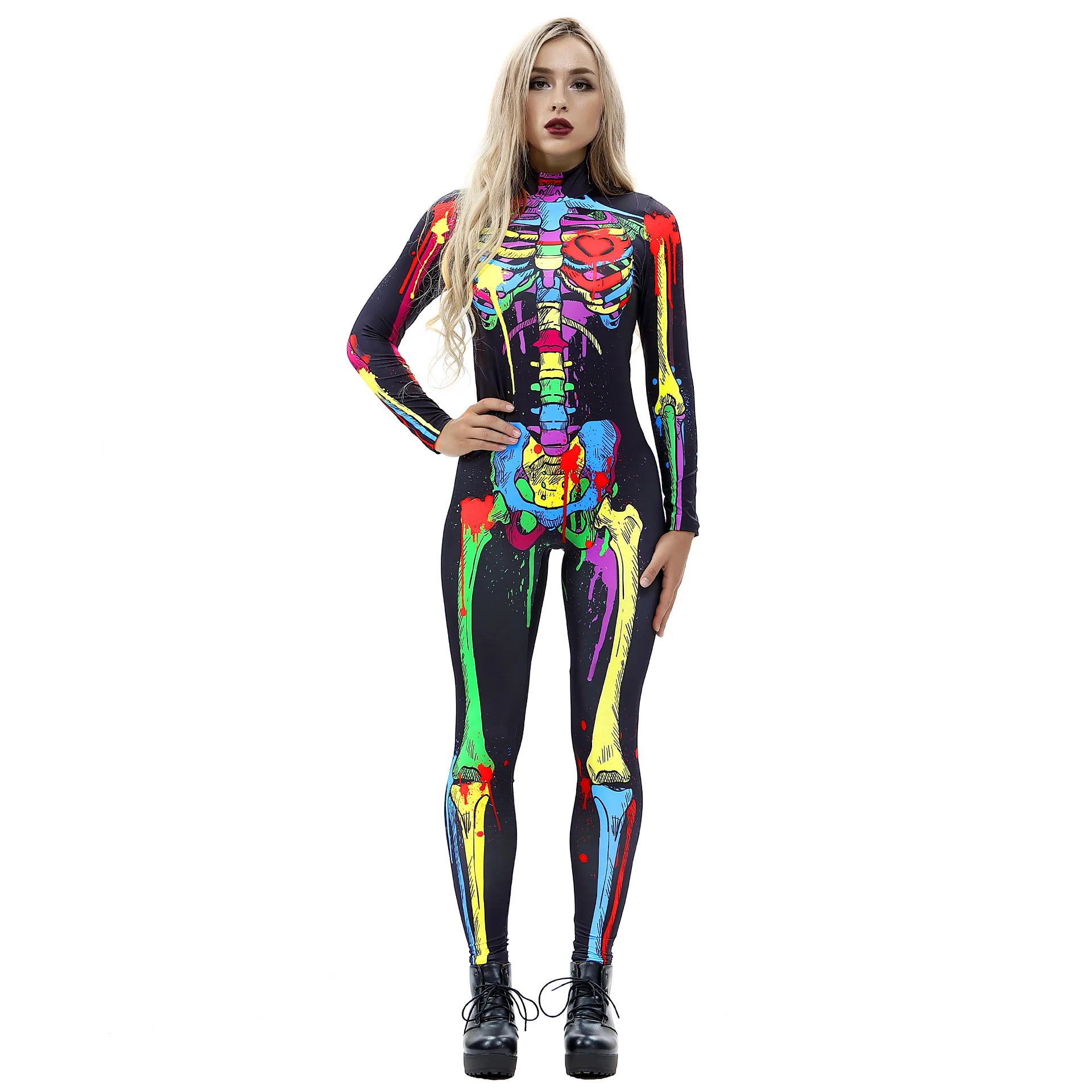 Halloween black Skull stampa digitale ghost black tuta costume oversize costume carnival party