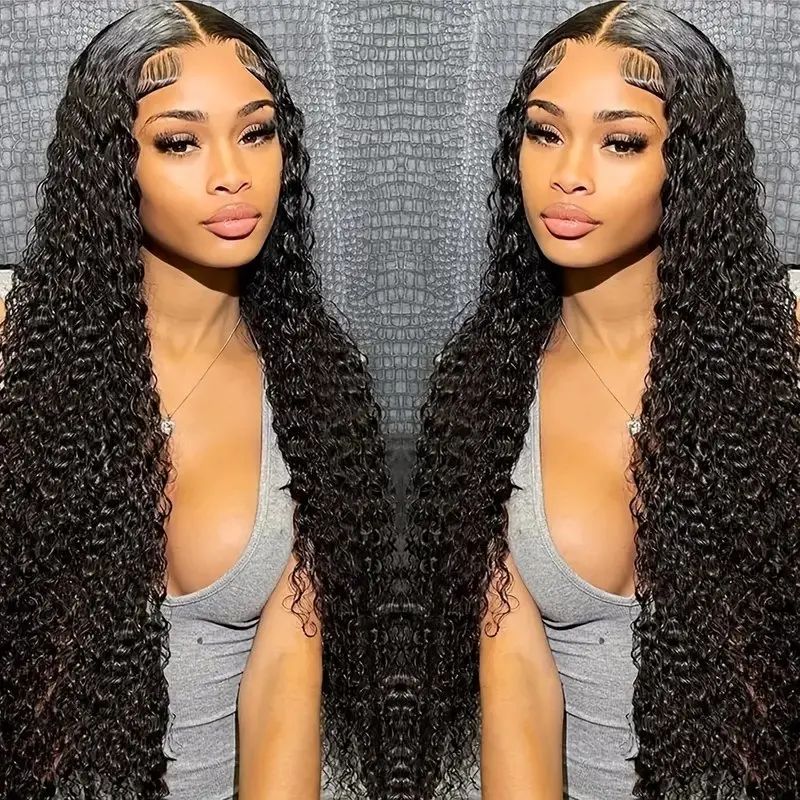 Rosabeauty 13X6 Deep Wave 150% Density 40 Inch  Lace Front Human Hair Wig Preplucked Glueless Curly Wig Full and Thick