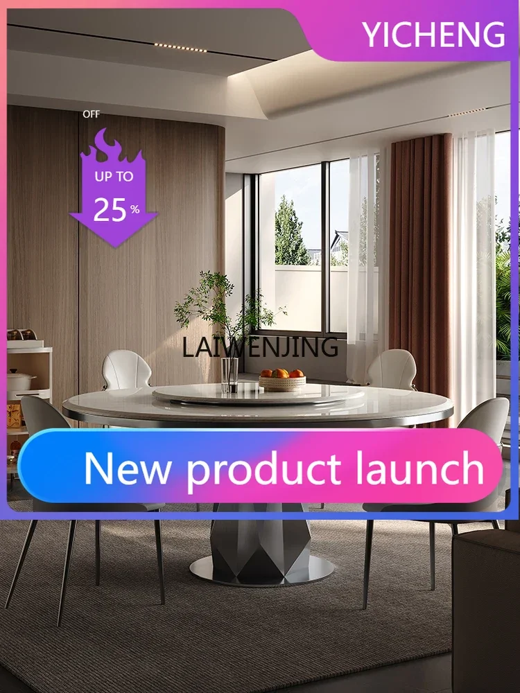 

LYY marble light luxury high-end with turntable table and chair combination natural microcrystalline stone dining table