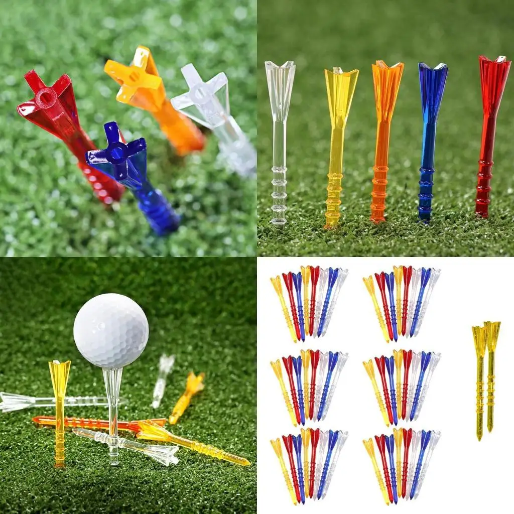

R6FE 50Pcs Unbreakable Long Golfs Tees 5 Prongs Head Golfs Tees with Scale Markers