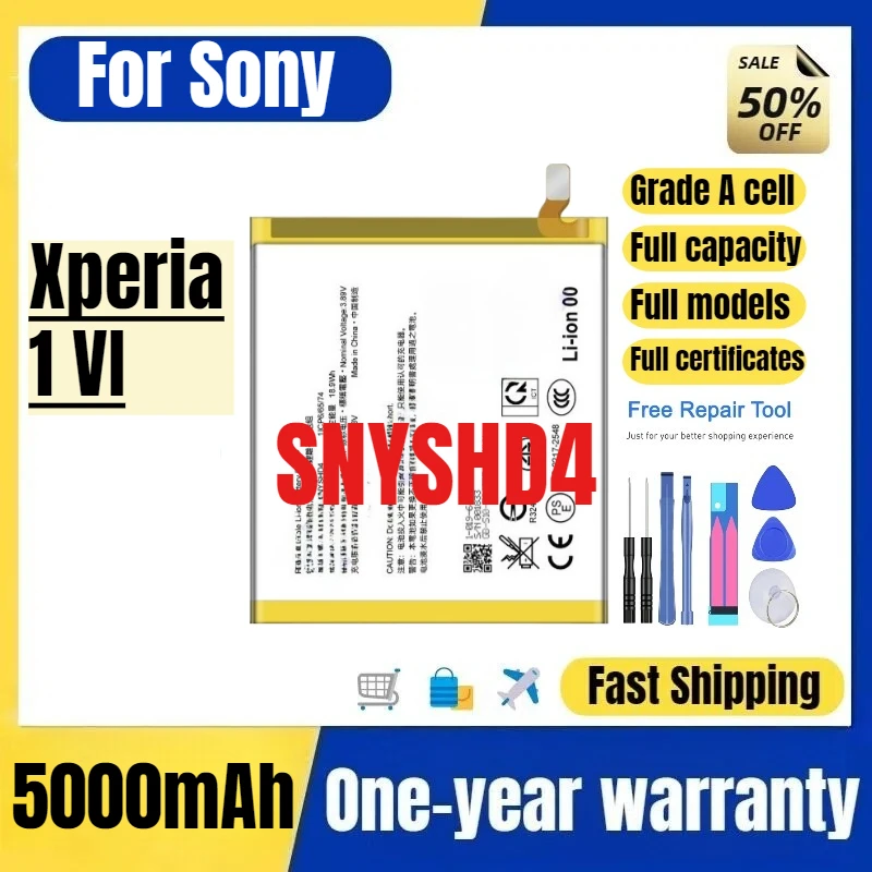 

SNYSHD4 for Sony Xperia 1 VI Mobile Phone Battery High Quality High Capacity Battery Replacement Bateria Grade A Cell with Tools