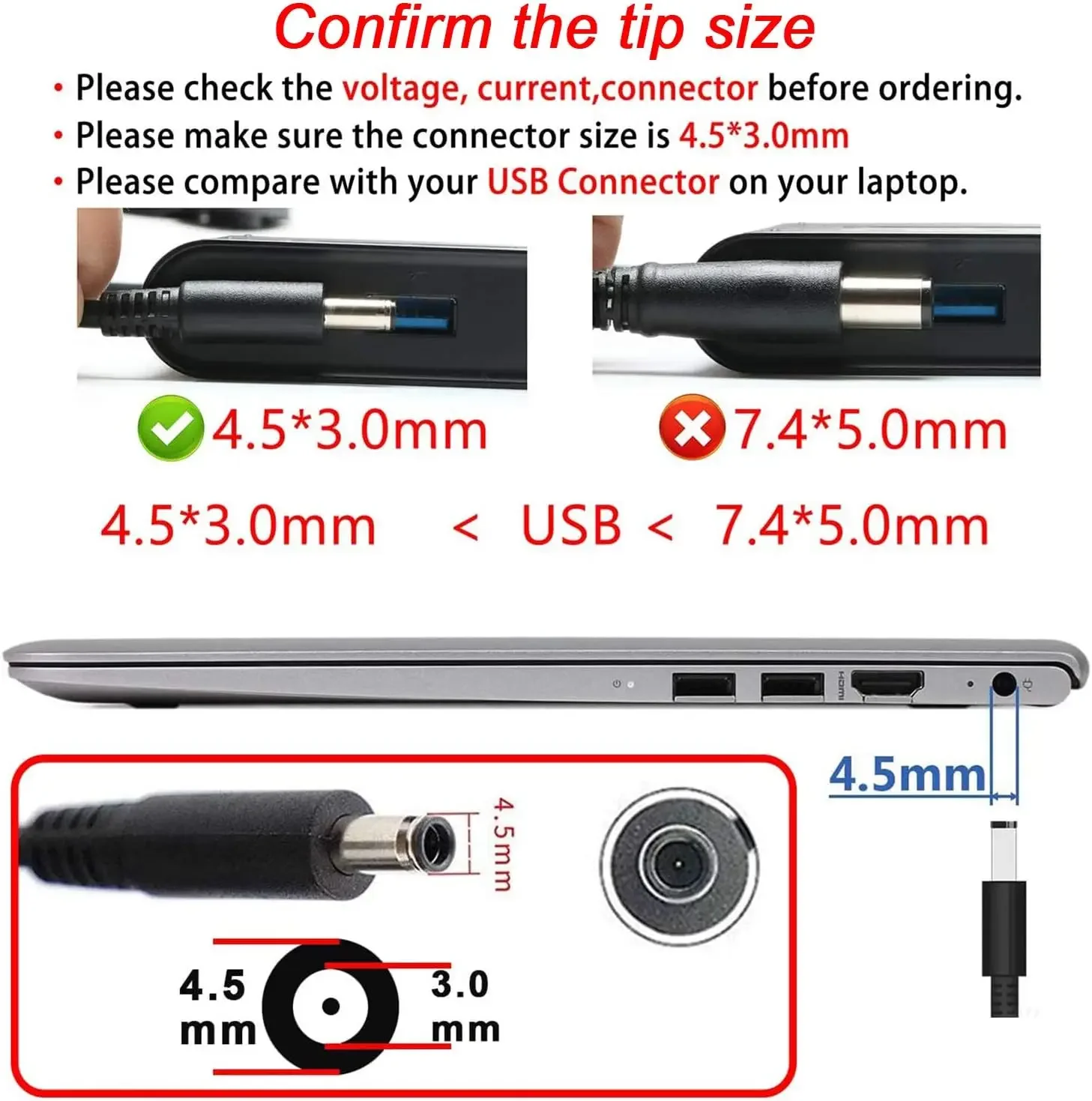 Imagem -03 - Carregador Portátil 19.5v 3.34a 65w 4.5x3.0 mm para Dell Optiplex 3020 3020m Mgjn9 3050att 7040 mt 3046 mt 9020 9020m 3020m