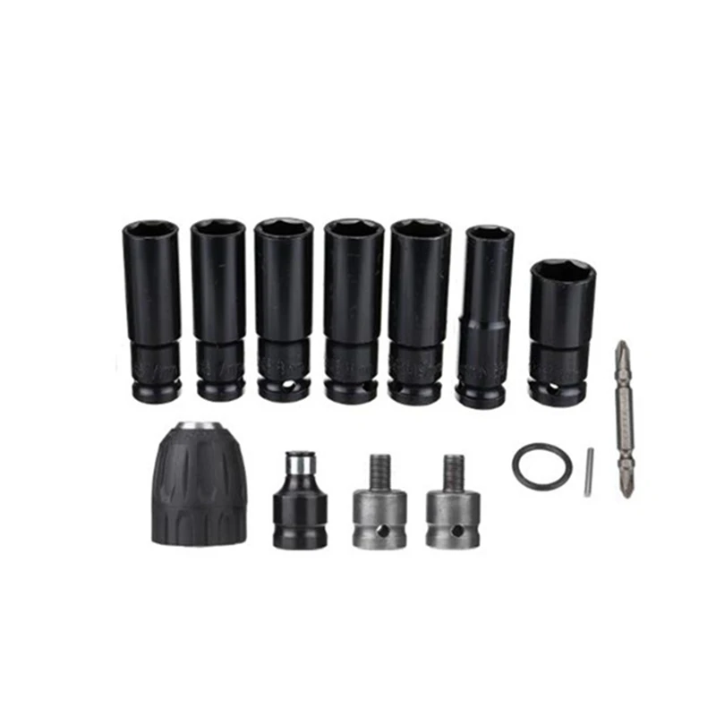 

14 In 1 7 Sleeve 14-22Mm Electric Wrench Hex Socket Head Set Kit Electric Wrench Adapter For Impact Wrench Drill