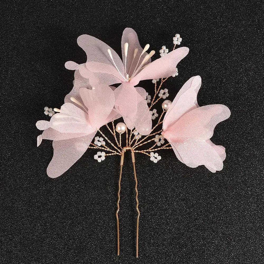 Pinzas para el cabello en forma de U Vintage, tocado Vintage de flores de malla, joyería para el cabello, regalo de boda nupcial