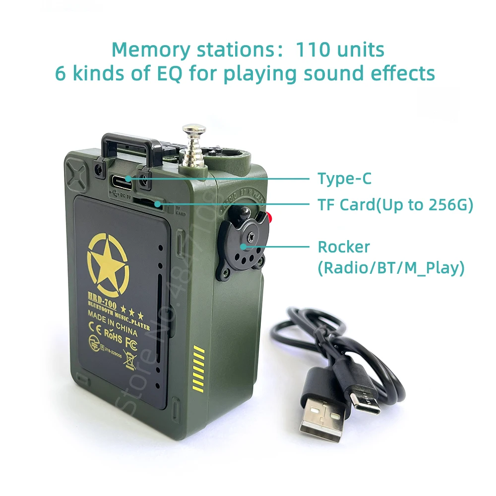 راديو جيب صغير محمول ، FM ، AM ، MW ، SW ، WB ، شريط كامل ، مشغل موسيقى ، دعم بلوتوث ، MP3 ، Spectrumlight ، TF-بطاقة البطارية