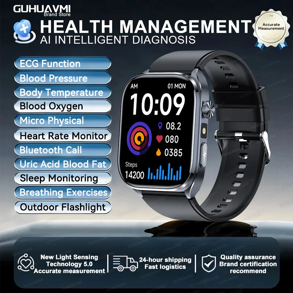 Body Composition analysis Monitoring Smart Watch Men ECG Heart Rate Blood pressure Uric Acid Health Tracker Smartwatches 2025New