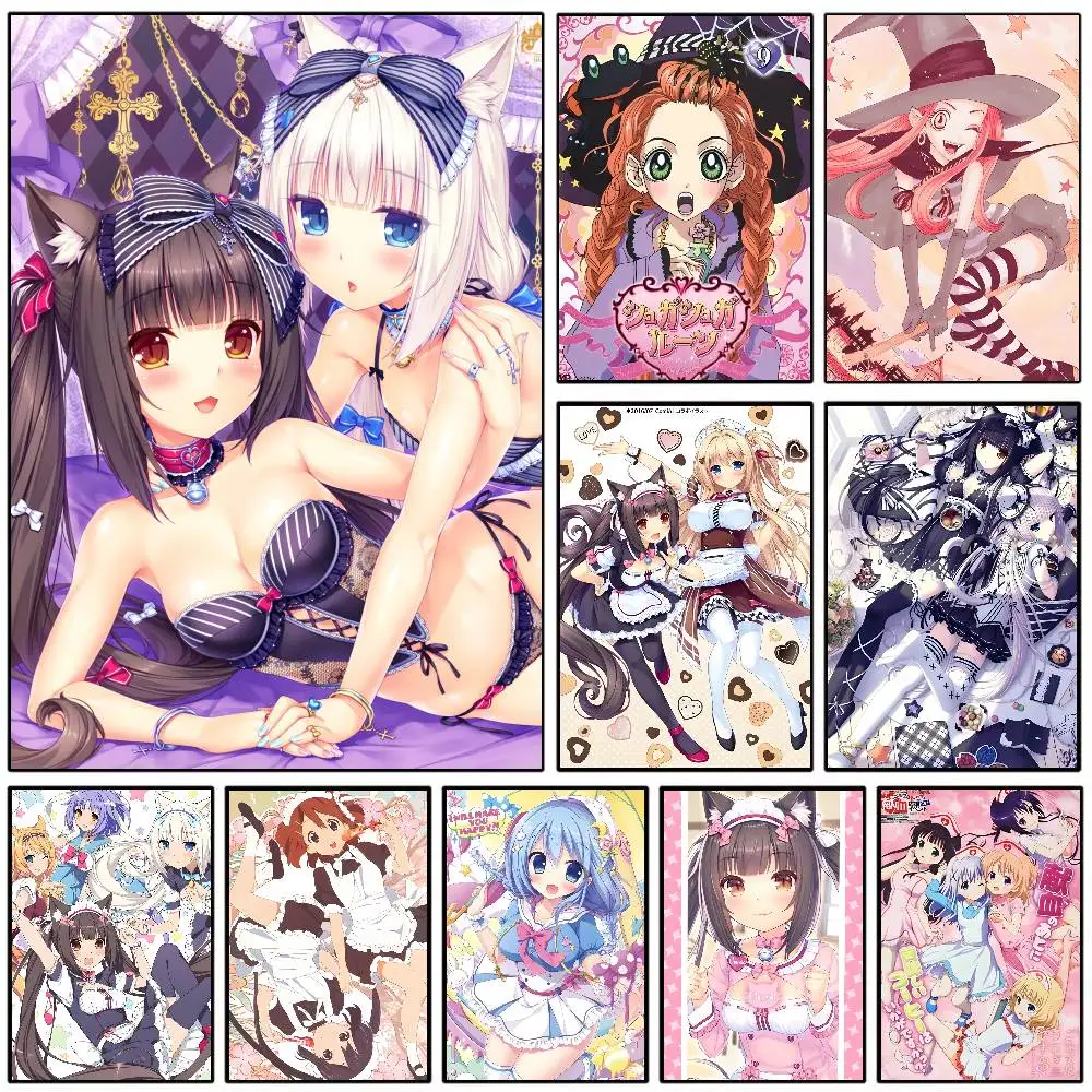 Póster artístico de Anime Nekopara Neko Para Chocola, vainilla, con impresiones, decoración para el hogar, dormitorio, sala de estar, regalo
