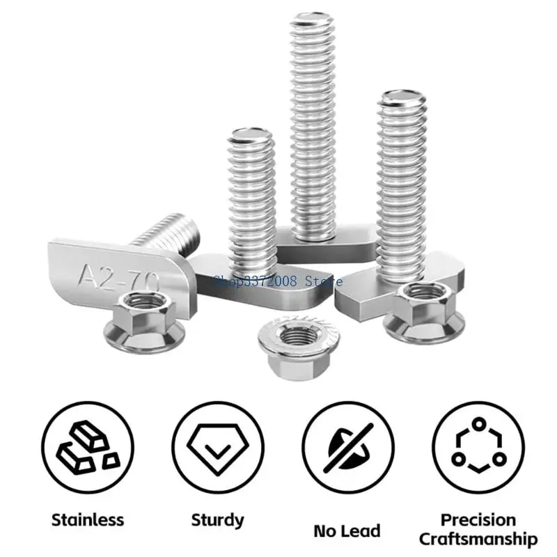 Upgrades T Bolt Set With Smooth Thread 15pcs M8x20mm Hammers Head Screws for Solar Trackers & Greenhouse Frame Assembly