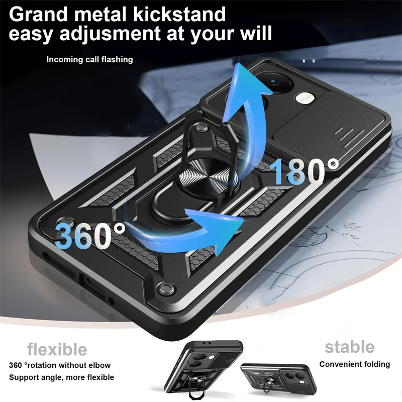 Poco X7 Pro 5G حافظة منزلق عدسة الكاميرا غطاء مدرع لشاومي Poko Poxo Pocco Little X 7 Pro X7Pro حامل حلقة مغناطيسي للسيارة Coque