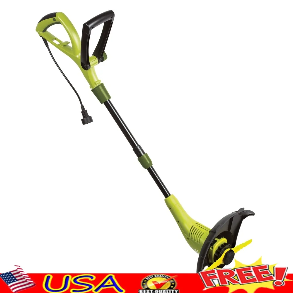 

2-in-1 Electric Grass Trimmer Edger 11.5 Inch 4.5 Amp Self Sharpening Blade Rotating Head Telescoping Shaft Flower Guard