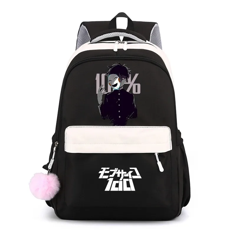 Breathable mesh, 30×42×23cm Black Blue Pink Purple, Mob Psycho 100, Student Kids Teens School Bags, Anime Backpacks Girls Boys