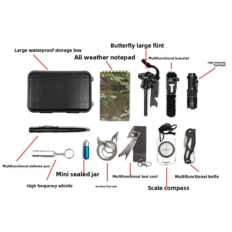 A7Outdoor المعدات بقاء صندوق أدوات إنقاذ مجموعة متعددة الوظائف في الهواء الطلق الإسعافات الأولية BoxSOSEزمور الطوارئ #4