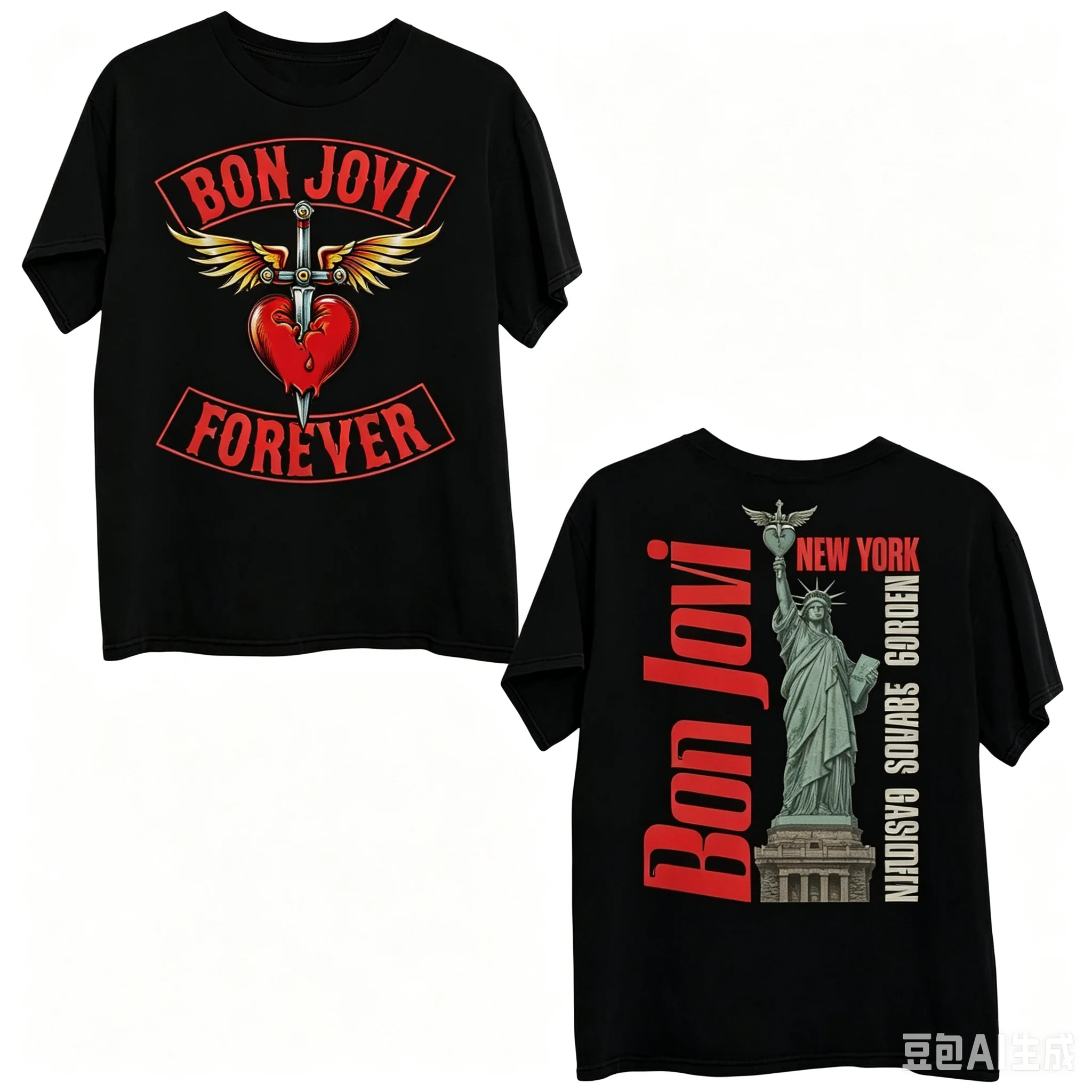 1 Stück Bon Jovi Forever Tour 2026 Grafik-T-Shirt aus New Jersey-Baumwolle, Unisex, für Männer, Frauen, Kinder, Sommer, Streetwear, lässig, kurzärmelig – Detail 8