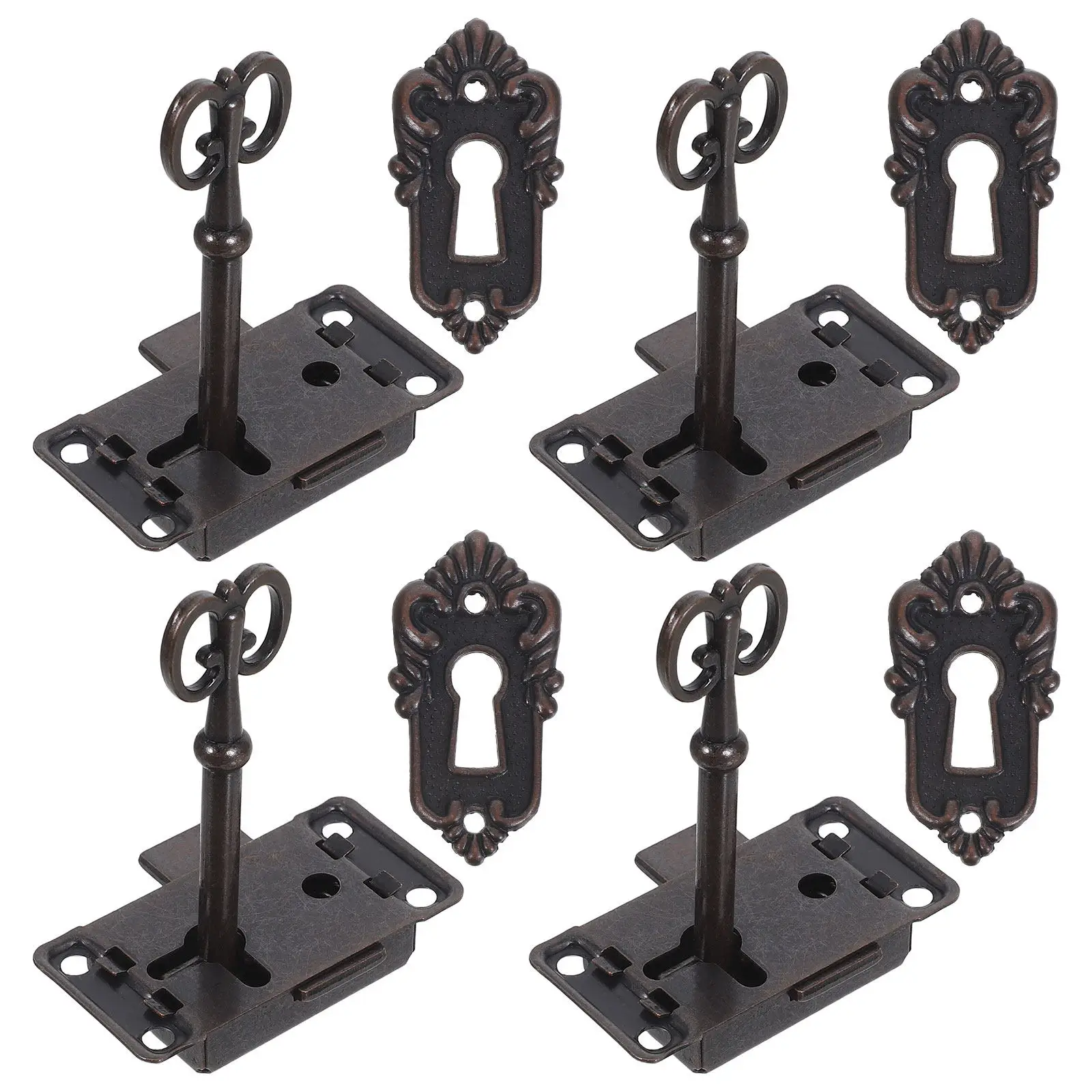 

4 комплекта замков для шкафов в ретро-стиле, винтажные дверные замки с ключом для мебели, комодов, ящиков, гардеробов, декоративных тумб