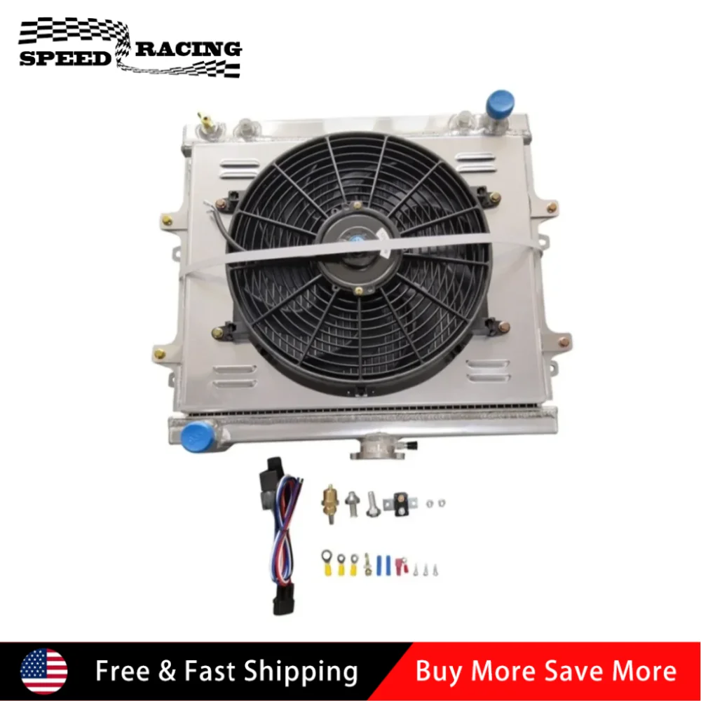 

1641035110 1641035100 1640035130 3 Row Radiator Shroud Fan + Relay Sliver For 1984-1995 Toyota Pickup DLX 4 Runner SR5 2.4L