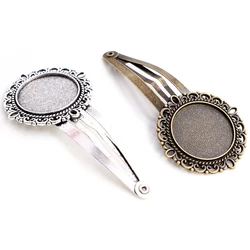 20mm 5pcs High Quality Antique Silver Bronze Plated Copper Material Hairpin Hair Clips Hairpin Base Setting Cabochon Cameo