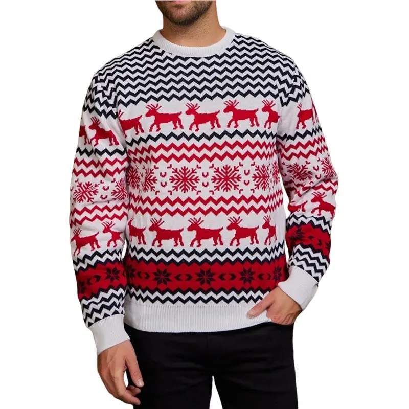 LNHF Couples' Casual Christmas Sweater Raglan Sleeve Crew Neck Knitted Pullover Comfy Warm Fall Tops