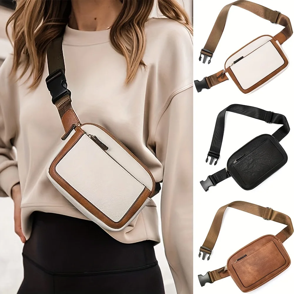 1pcsFashionable Crossbody Bag With Adjustable Shoulder Straps Lightweight And Portable PU Leather Waist Bag Suitable For Outdoor