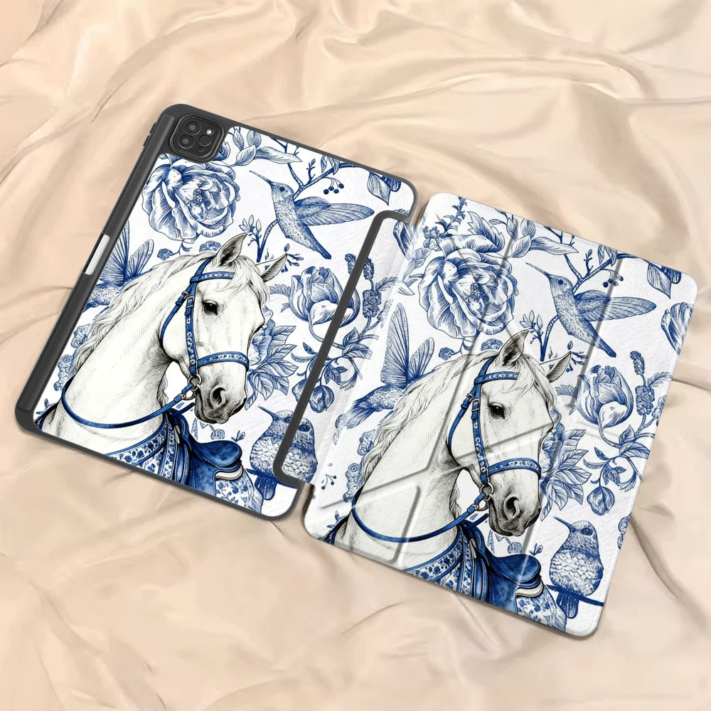 

Creativity White Horse Tablet Case For iPad Pro 11th 10th 9th 8th 7th 12.9inch Pro 2025 Air 4 5 M3 M2 1 2 M4 11inch Mini 6 7