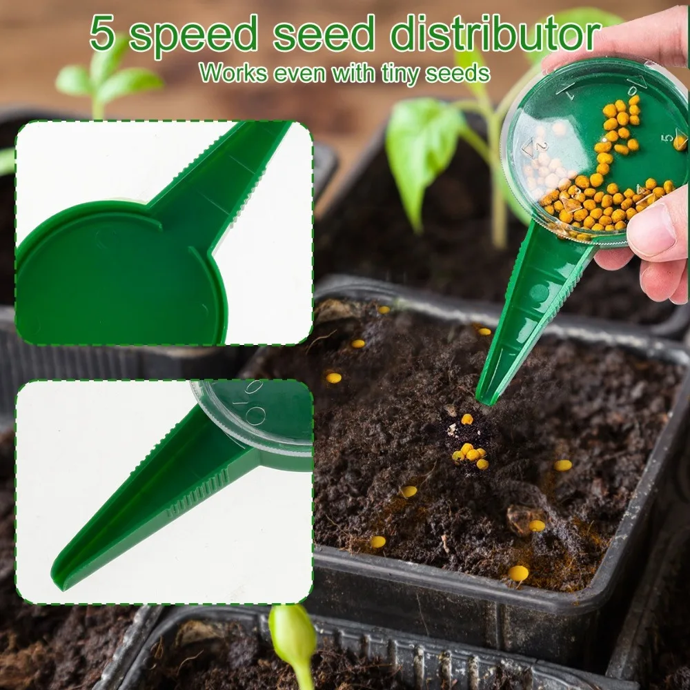 Manual Mini Sowing Seed Dispenser Gardening Tool Widger Set Handhold Seedlings Dibber Gardening Supplies Plastic Mini Planter