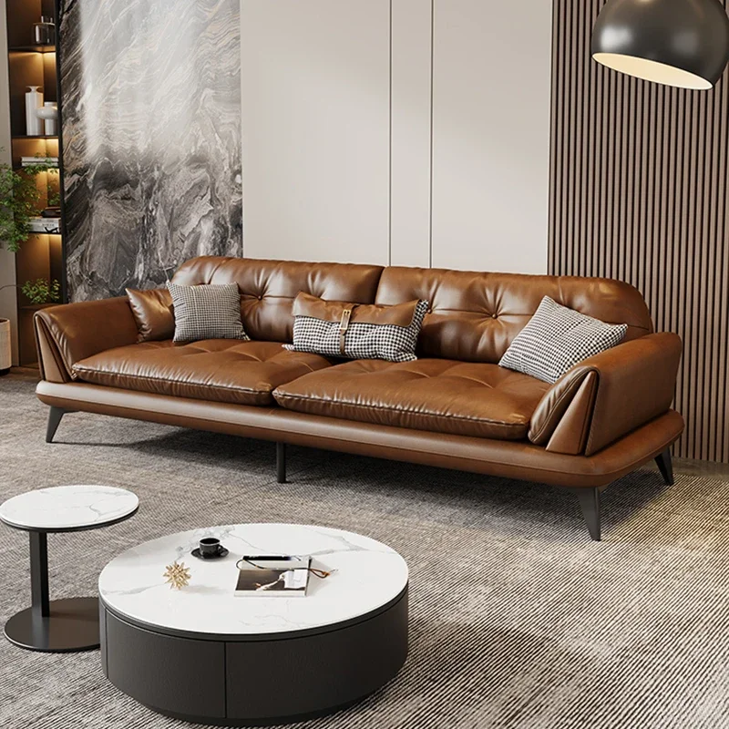 

Italian Retro Leather Sofa Creative Adult Office Business Reception Gaming Sofas Designer Romantic Sillon Cama Hotel Furniture