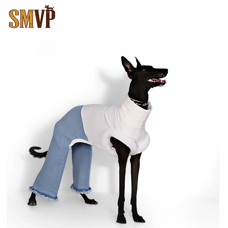 gilet-in-camoscio-bianco-a-collo-alto-con-inserti-in-jeans-blu-abbigliamento-trendy-per-cani-per-whippet-e-levrieri-italiani