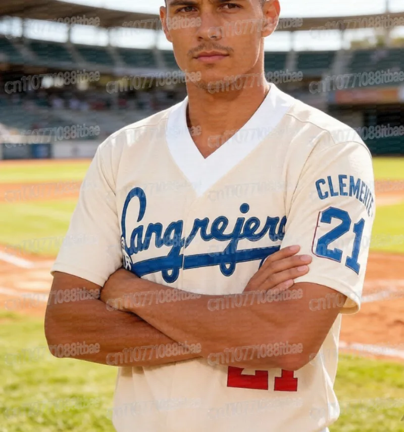 Santurce Cangrejeros #21 Clemente Baseball Jersey Print Crab Team Replica Uniform Puerto Rico LBPRC Fan Apparel FamilyMatching
