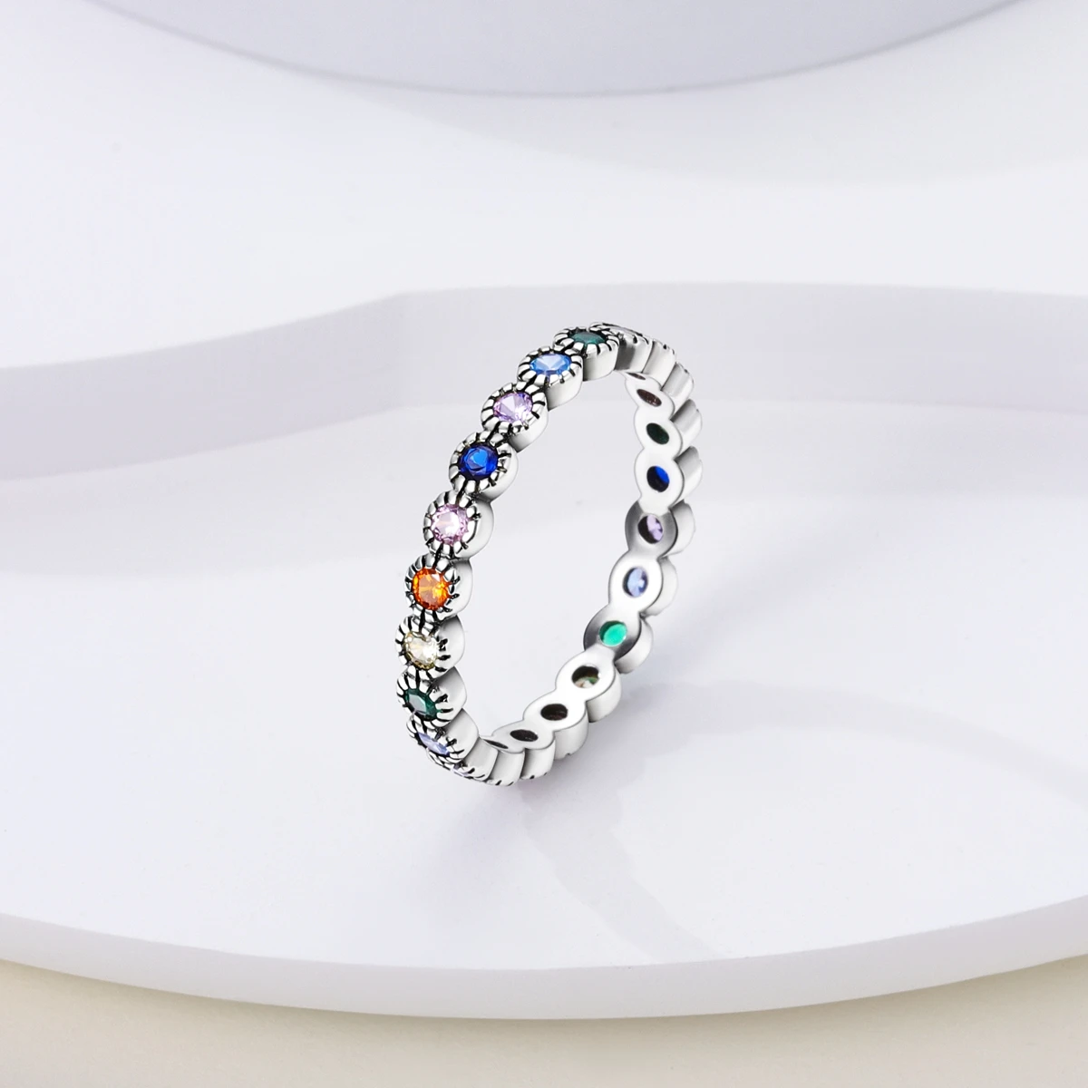 925 Silver Women Finger Rings for Women Original Cocktail Ring Geometric Cubic Zircon Heart Wedding Jewelry