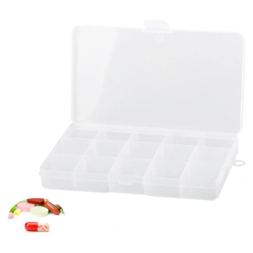 

Набор из 2-х водонепроницаемых портативных органайзеров для таблеток на 15 ячеек: контейнеры для хранения лекарств для путешествий, дома, офиса и ежедневного использования с функцией напоминания