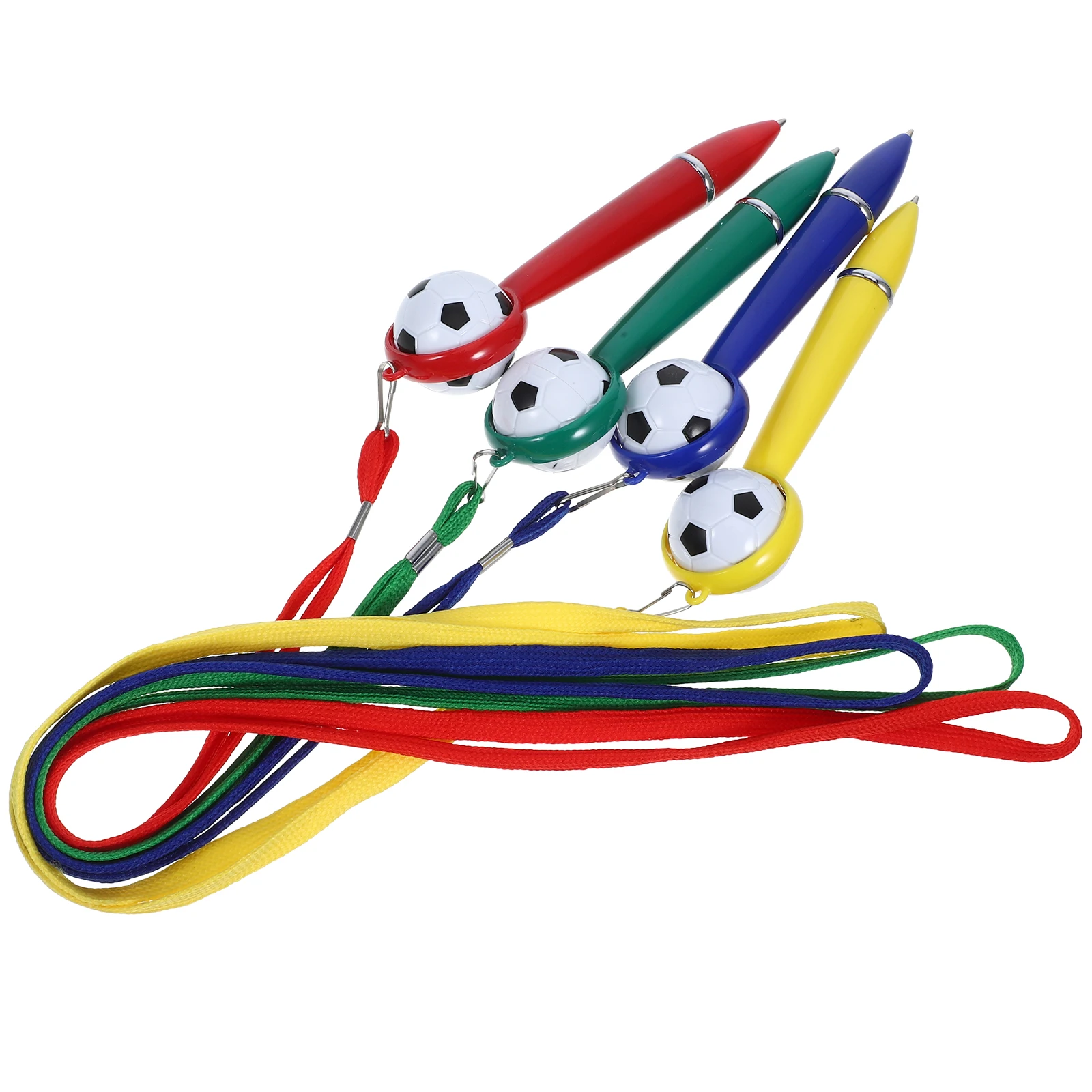 

4Pcs Soccer Design Ballpoint Pens with Lanyards Creative Writing Tools Cartoon Ink Football Pens Fun Office Stationery for Kids