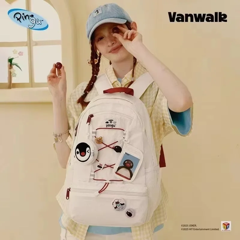 ใหม่ Vanwalk Pingu Penguin กระเป๋านักเรียนขนาดใหญ่กระเป๋านักเรียน Pingu กระเป๋าเป้สะพายหลัง Penguin รุ่น Back To School Season ของขวัญ