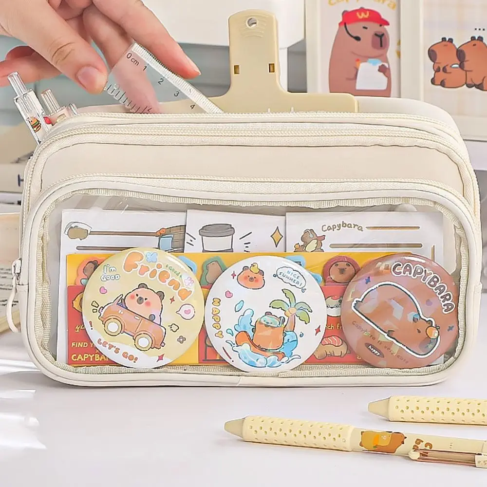Ins Style Ten-Layer Pen Bag Large Capacity Zipper Pencil Bag Transparent Pencil Case Removable Pencil Case Multifunctional