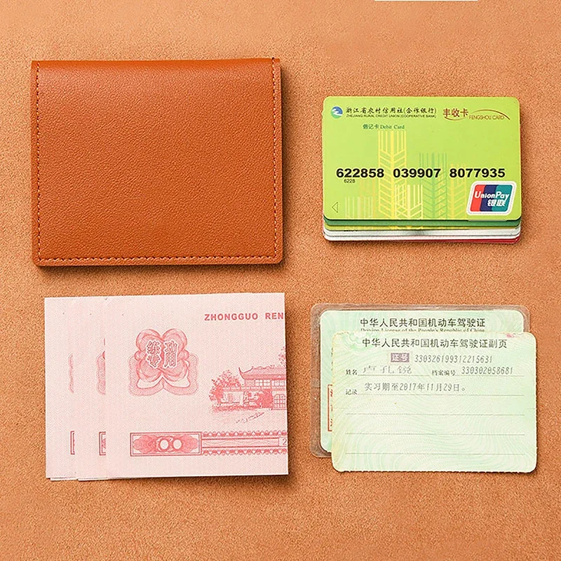 1Pc Portable Bank Card Bag ID Card Case Driver's License Wallet Simple and Anti Demagnetization Card Holde Pu Leather Wallets