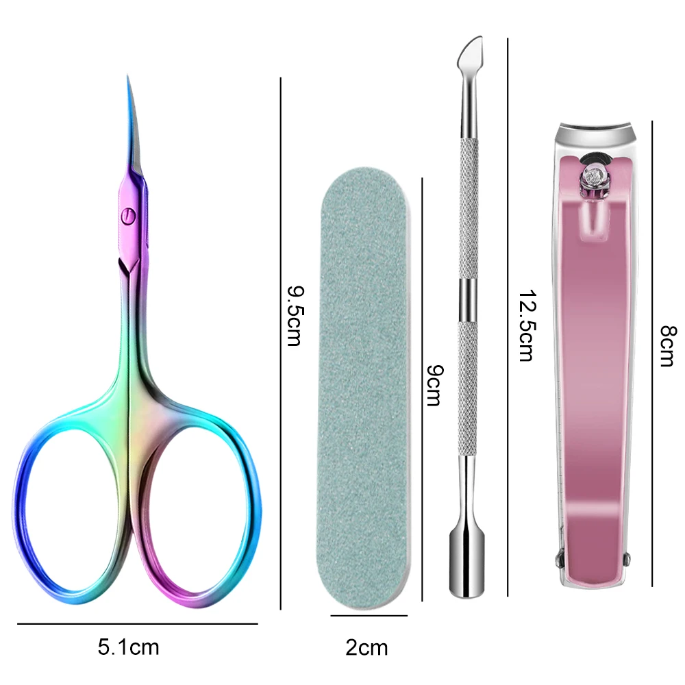 5 Stk/set Nagelriemschaartje Nagelknipper Met Cuticle Pushers Extra Fijne Gebogen Mes Professionele Cuticle Trimmer Set Manicure Kit