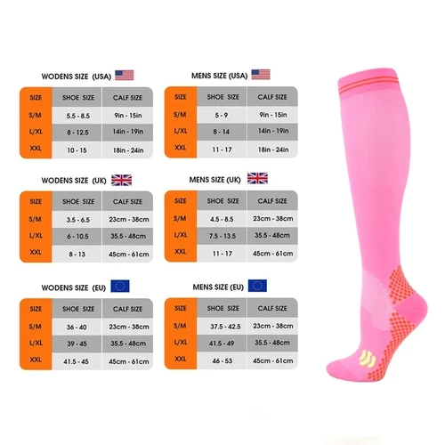 Imagen 2 del producto Calcetines de compresión para correr, venas varicosas, calcetines largos hinchados de tubo, 20-30mmHg, calcetines deportivos para hombres y mujeres, maratón, ciclismo, fútbol y gimnasio